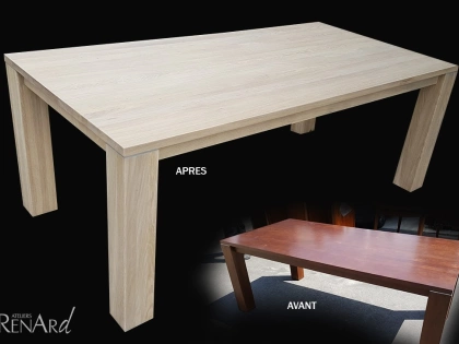 Table en chêne massif - Vernis incolore mat aspect bois brut