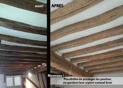 Décapage par aérogommage de poutres en bois