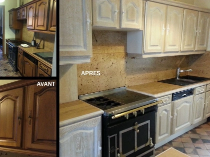 Peinture décorative et relooking de cuisine. Céruse et peinture lin