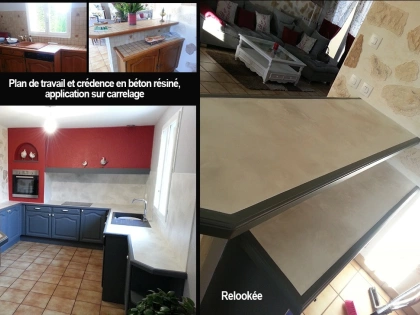 Peinture décorative et relooking de cuisine. Peinture grise et béton ciré