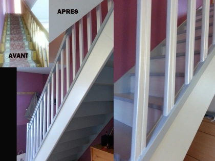 Relooking d'un escalier. Peinture nacrée.