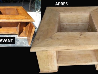 Décapage par aérogommage de meubles en bois