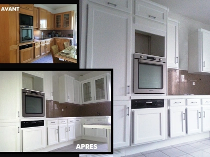 Peinture décorative et relooking de cuisine. Peinture blanche