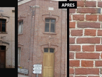 Nettoyage d'un mur de façade en briques