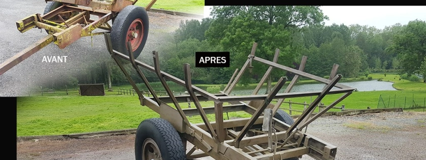 Décapage par aérogommage d'un tombreau en métal