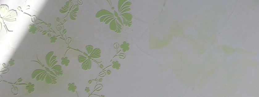 Enduit décoratif, Stucco avec pochoir fleuri