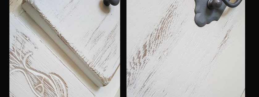 Relooking de meubles de salle à manger. Avec une patine usée lin et bois